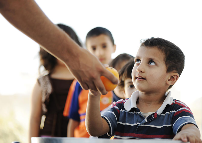 giving a child food