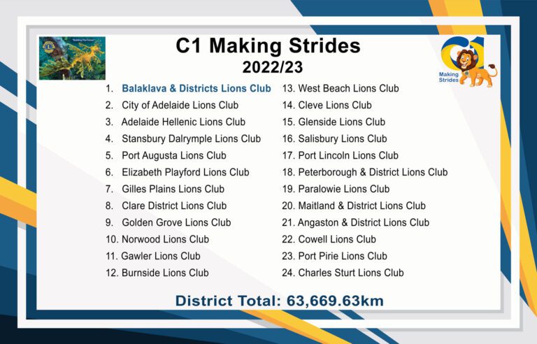 C1 Making Strides Final Leaderboard 2022